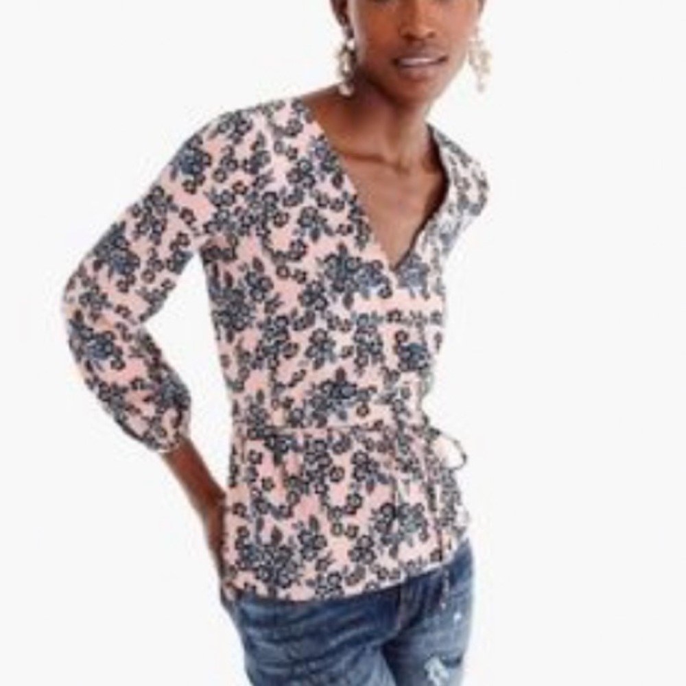 J. Crew Drapey Crepe Faux Wrap Top - Picture 8 of 10